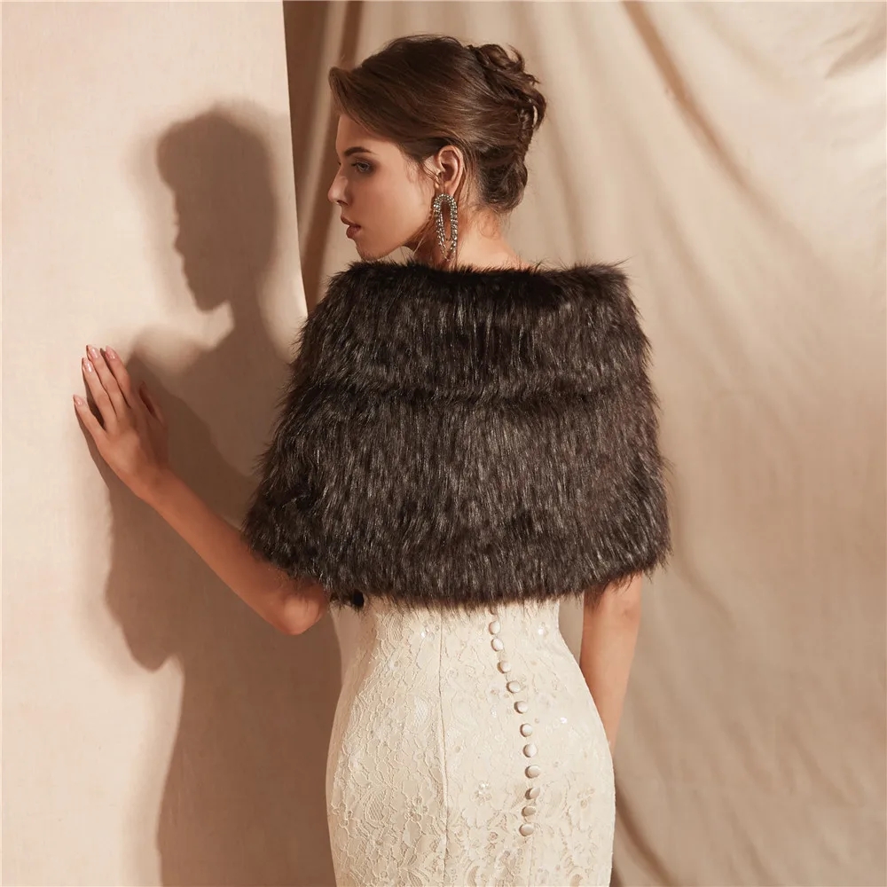 Elegant Faux Fur Bridal Wrap - - Stole Wedding Shawl recension och pris