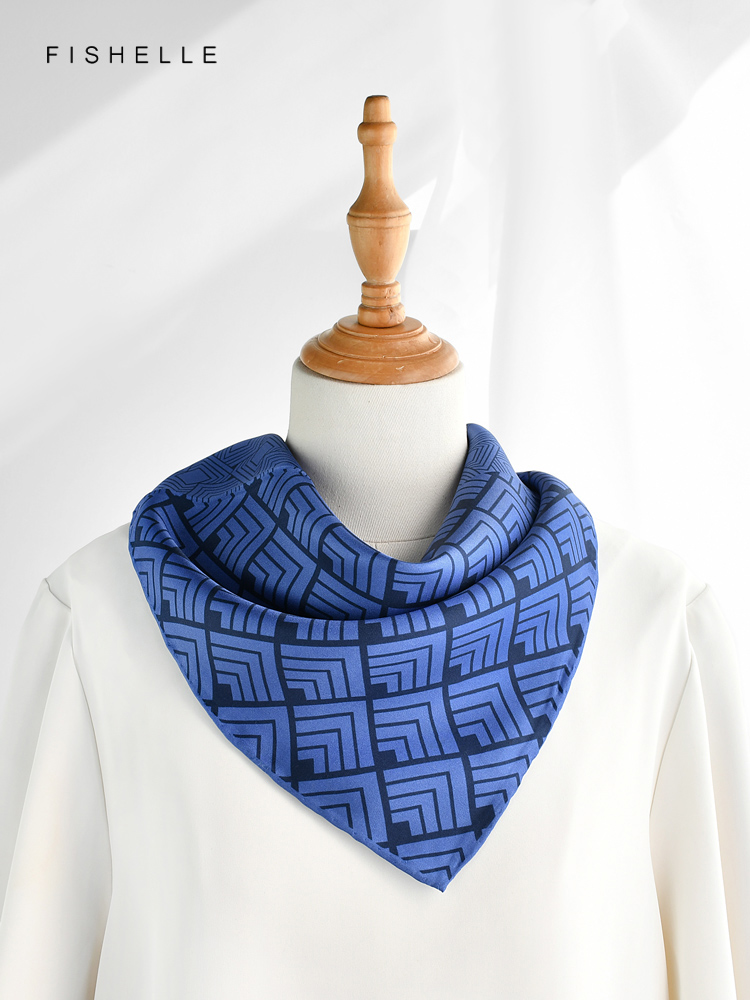 Geometric printed real silk tw - Face Scarf Mask recension och pris