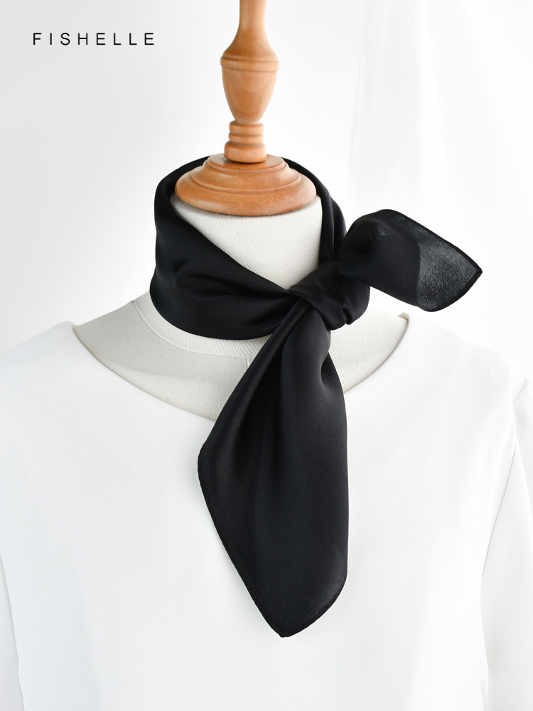 Solid color black pure silk sc - Silk Neck Scarf recension och pris