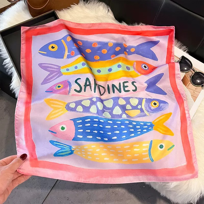Fashion Fish Pattern Square Si - Face Scarf Mask recension och pris