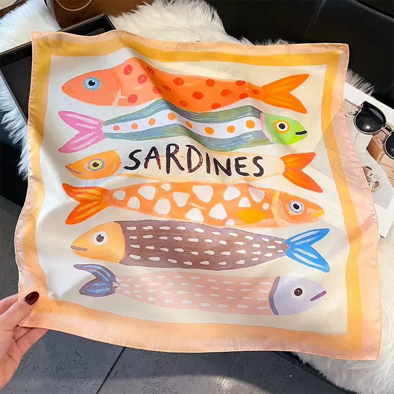 Fashion Fish Pattern Square Si - Face Scarf Mask recension och pris